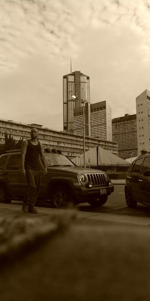 cityscape, sepia filter