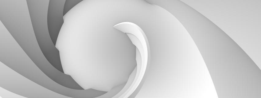 An abstract architectural figure with curved steps arranged in a spiral. 3D illustration, 3D rendering.