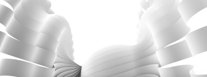 Architectural abstract monochrome white color figure from ribbons. 3d rendering, 3d illustration.