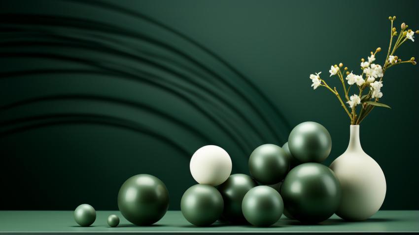 Abstract decorative geometric balls green pedestal 2