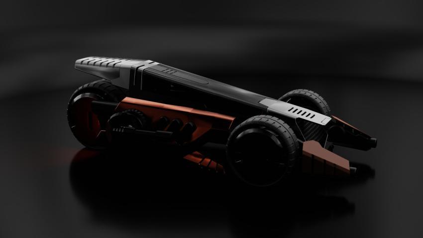 3D illustration of a futuristic vehicle.