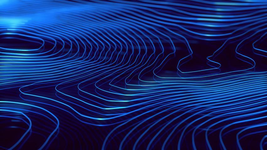 3D blue glowing abstract background with dynamic waves