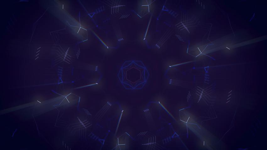 Abstract background, kaleidoscope of thin glowing lines