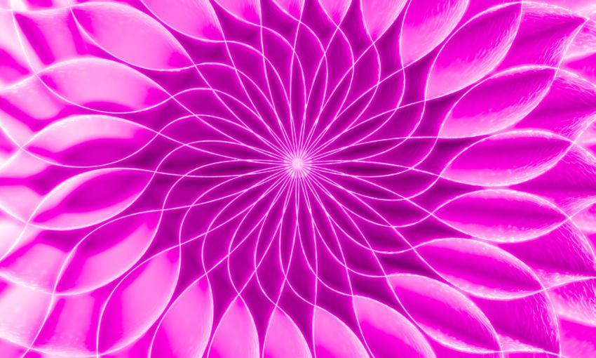 Three-dimensional textured wavy paper sheets are collected in a flower bud. 3D illustration, 3D rendering.
