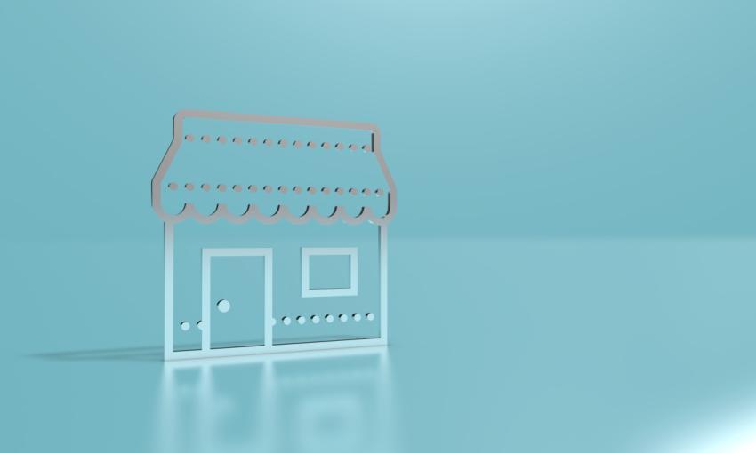 Outline store icon. 3D illustration, 3D rendering.