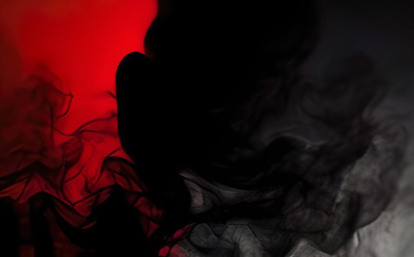 Digital illustration abstract background black smoke on red