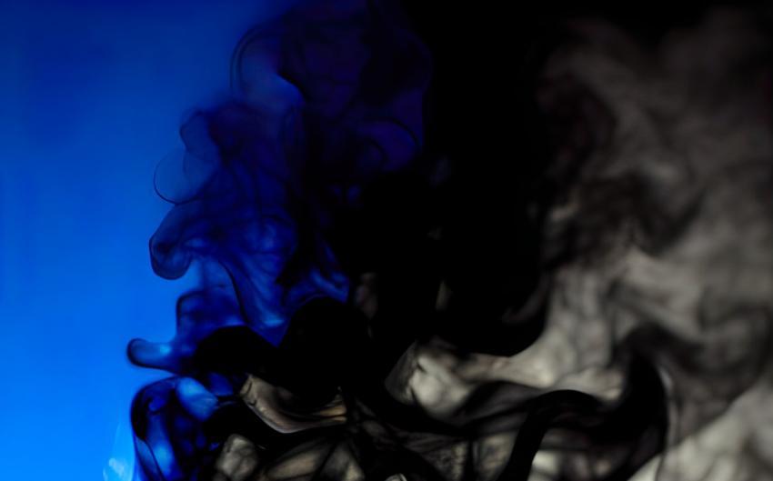 Digital illustration abstract background black blue smoke