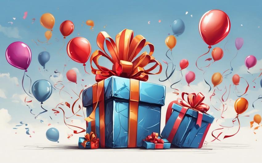 birth day ballon with  big gift