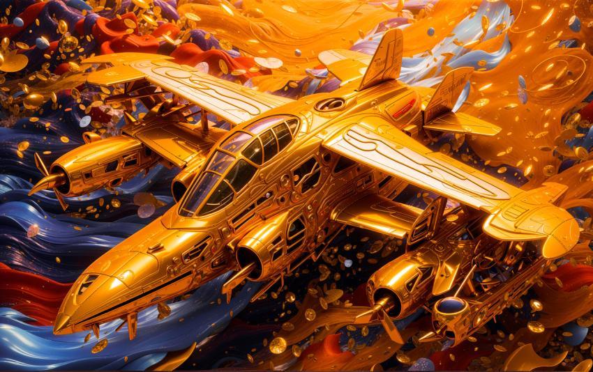 Goldne Abstract Aviation jet