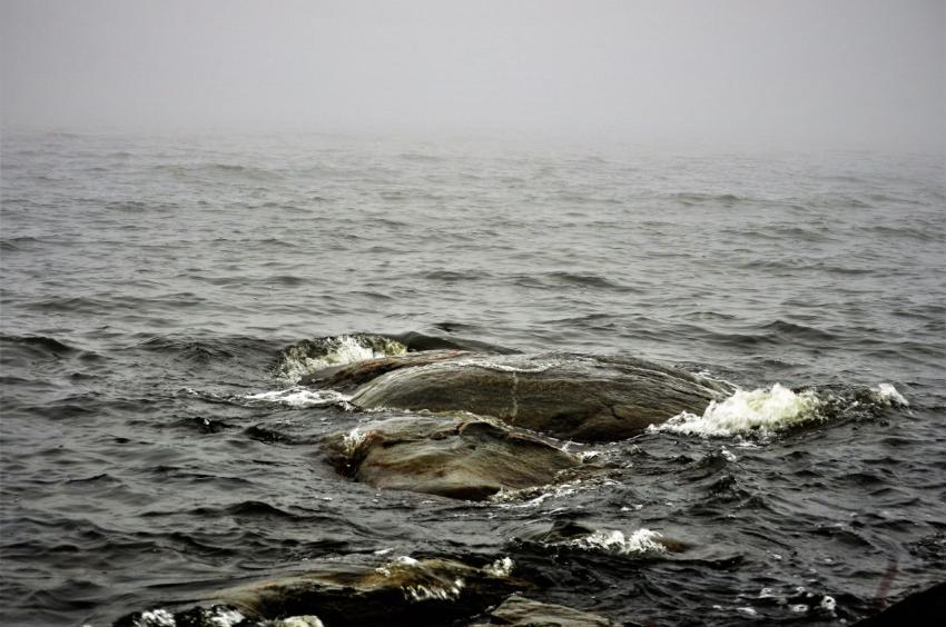 big stones in the sea