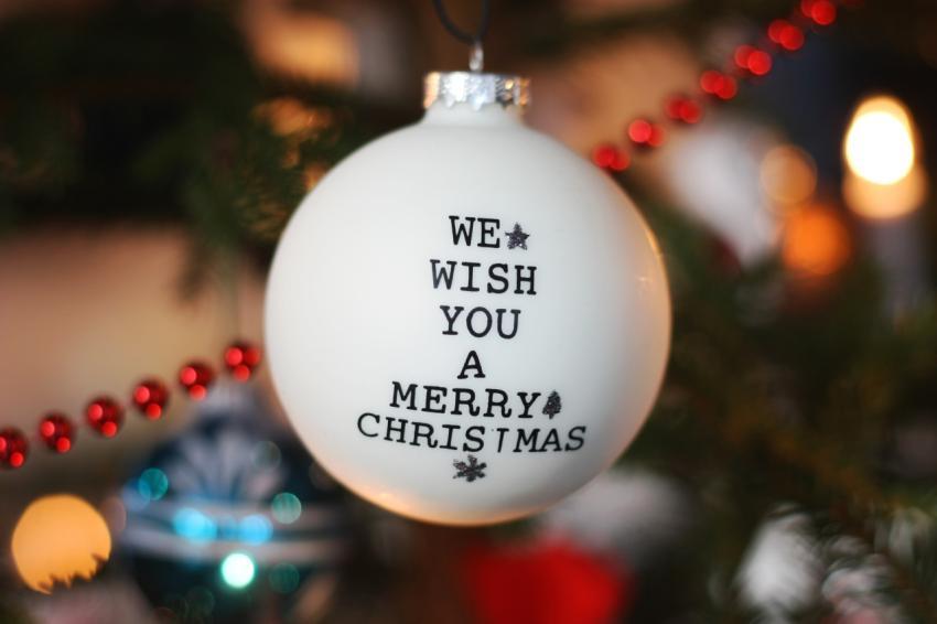 Christmas decoration hanging from a Christmas tree