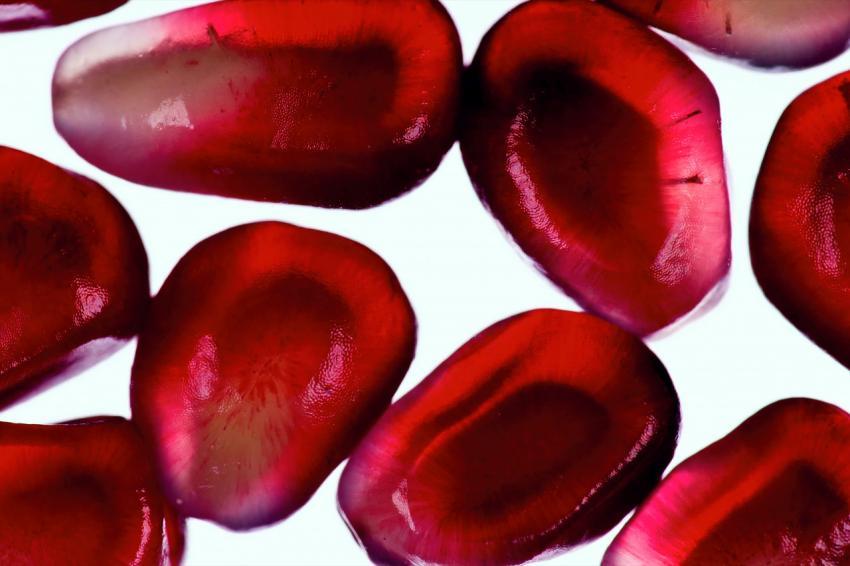 Pomegranate seeds, close up