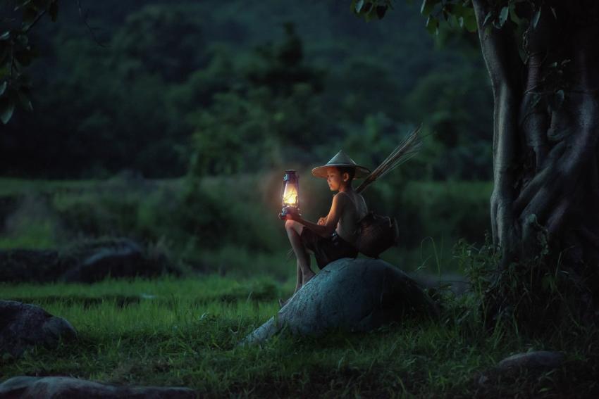 boy with a lantern