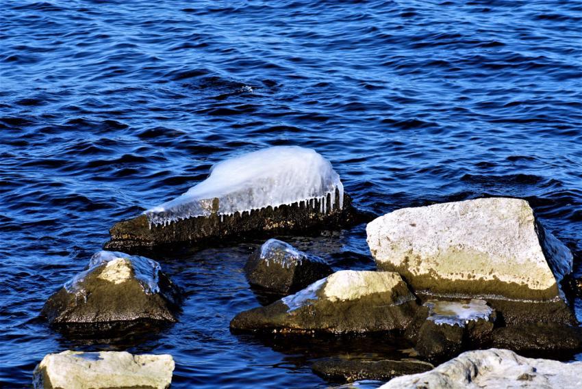stones in cold winter water