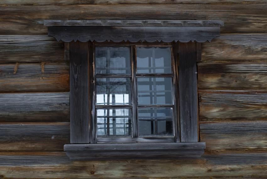 Window in a wooden old house