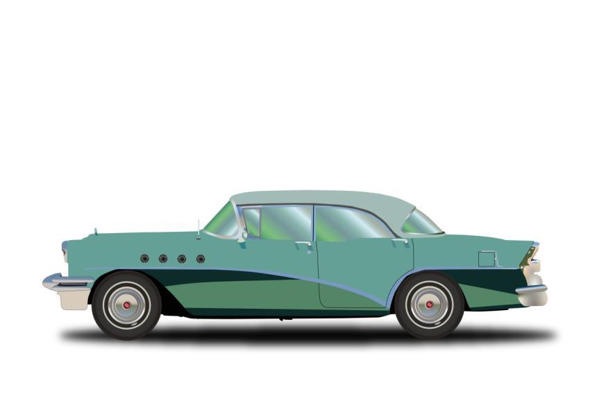 Green retro car