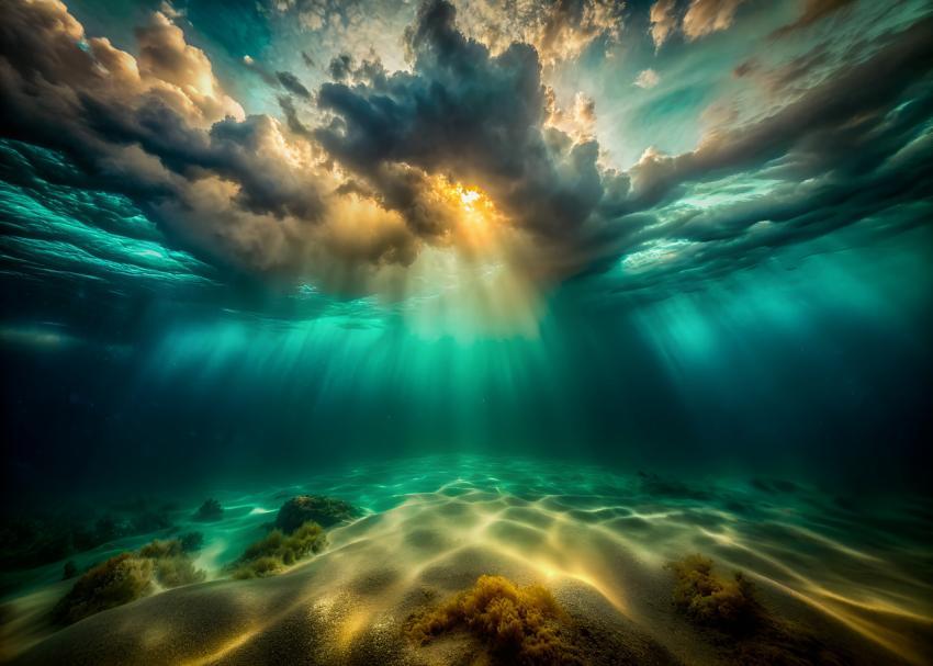 abstract underwater sky dark turquoise and light