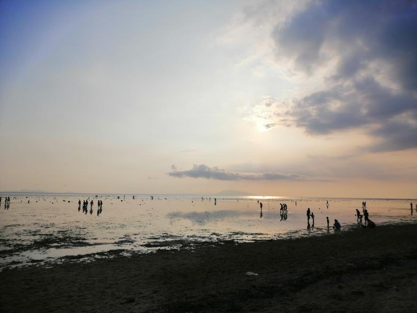 silhouettes of people at sunset