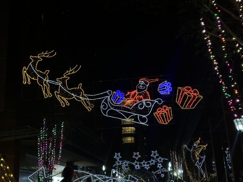 santa, deer, in the sky