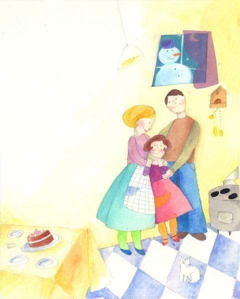 family gathered in their kitchen