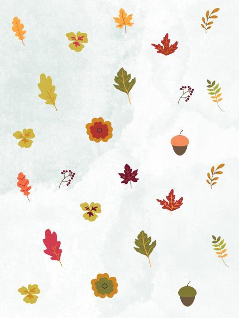 autumn, watercolor leaves
