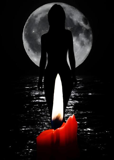 woman and moon