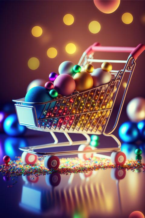 Christmas gifts in a trolley
