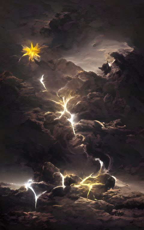 Digital illustration abstract lightning bursts background