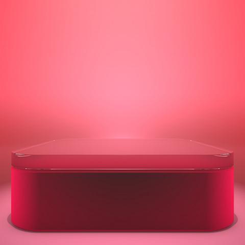 Podium, stage, pedestal. Trendy background with stand for product presentation. Minimalistic concept. Abstract blank mockup in pink shades. 3D rendering