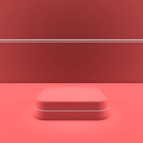 Podium, stage, pedestal. Trendy background with stand for product presentation. Minimalistic concept. Abstract blank layout in burgundy shades. 3D rendering