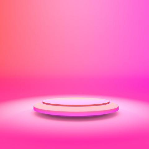 Podium, stage, pedestal with backlight. Trendy background with stand for product presentation. Minimalistic concept. Abstract blank mockup in purple colors. 3D rendering