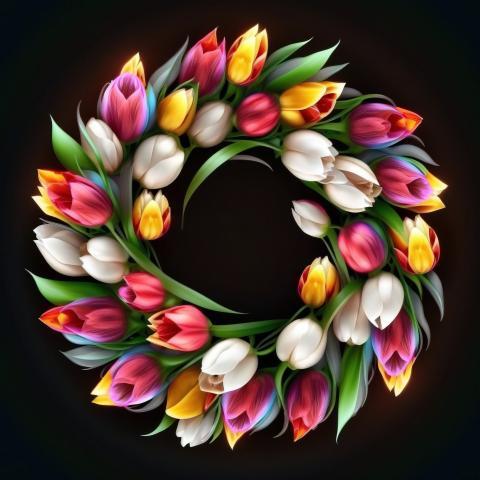 Delicate Tulip Wreath Illustration for International Women's Day