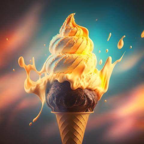 Chocolate Chip Waffle Cone with Yellow Buttercream Ice Cream