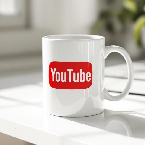 YouTube Branding on a Minimalist Mug