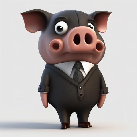 A cartoon boar dressed in a suit