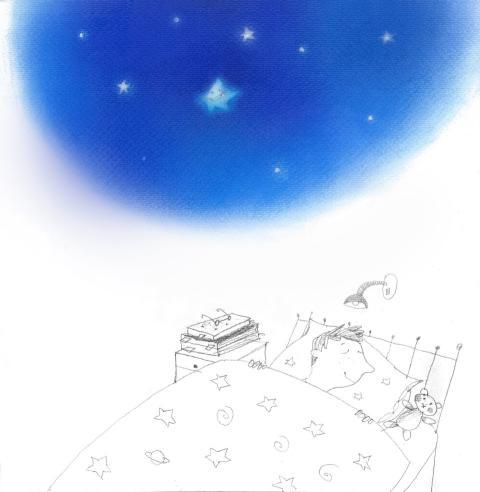 boy dreaming of a little blue star