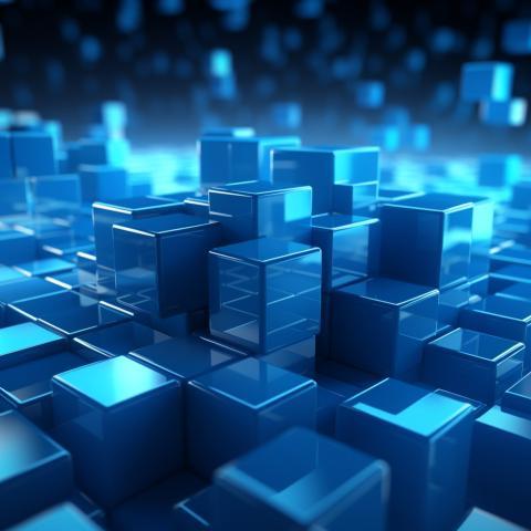 Blue cubes 3d render 2