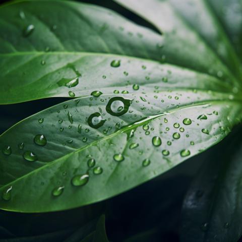 reducing icon on green leaf with water droplet 4