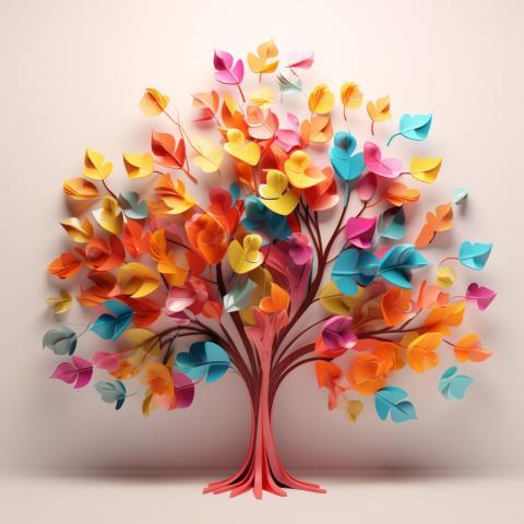 Colorful tree with leaves on hanging branches 3